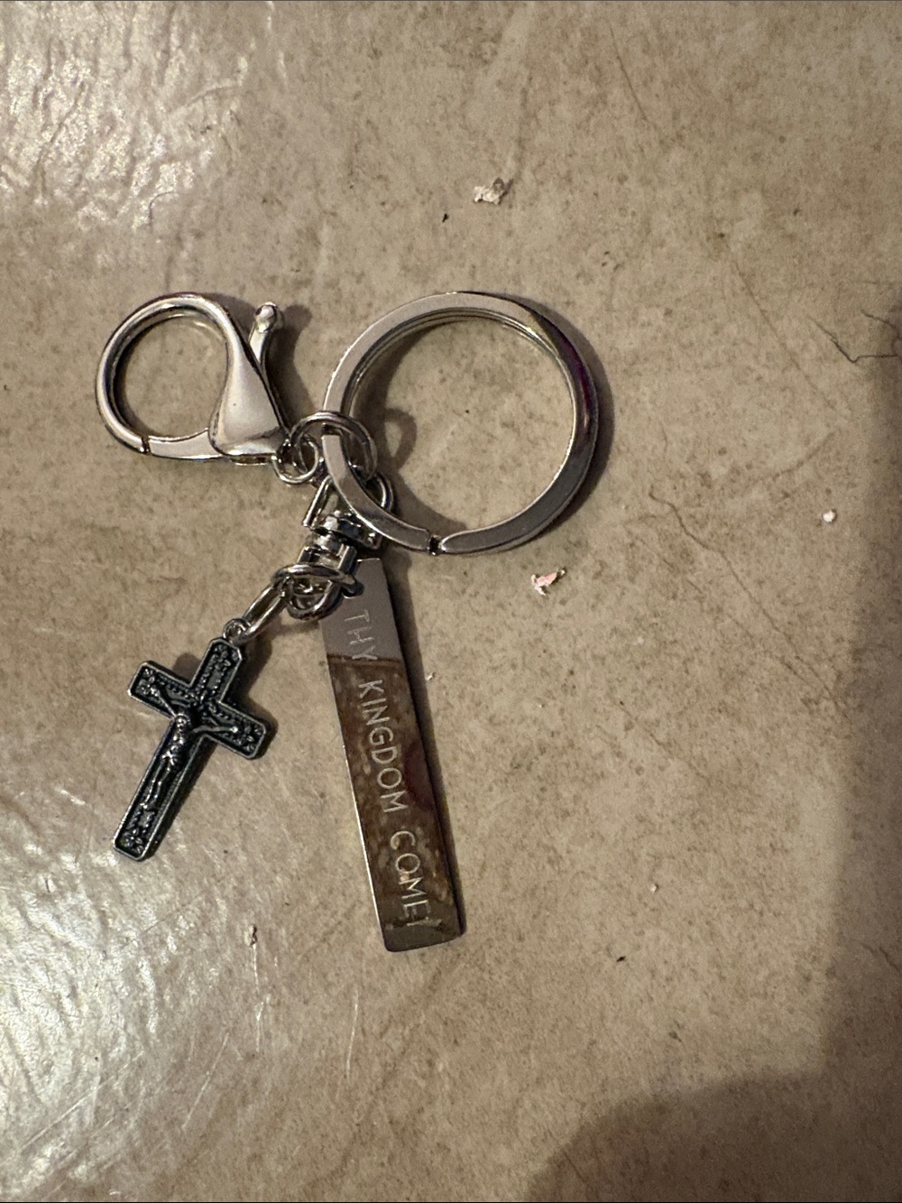 Silver Cross and Bar Keychain - Faith-Inspired Accessory